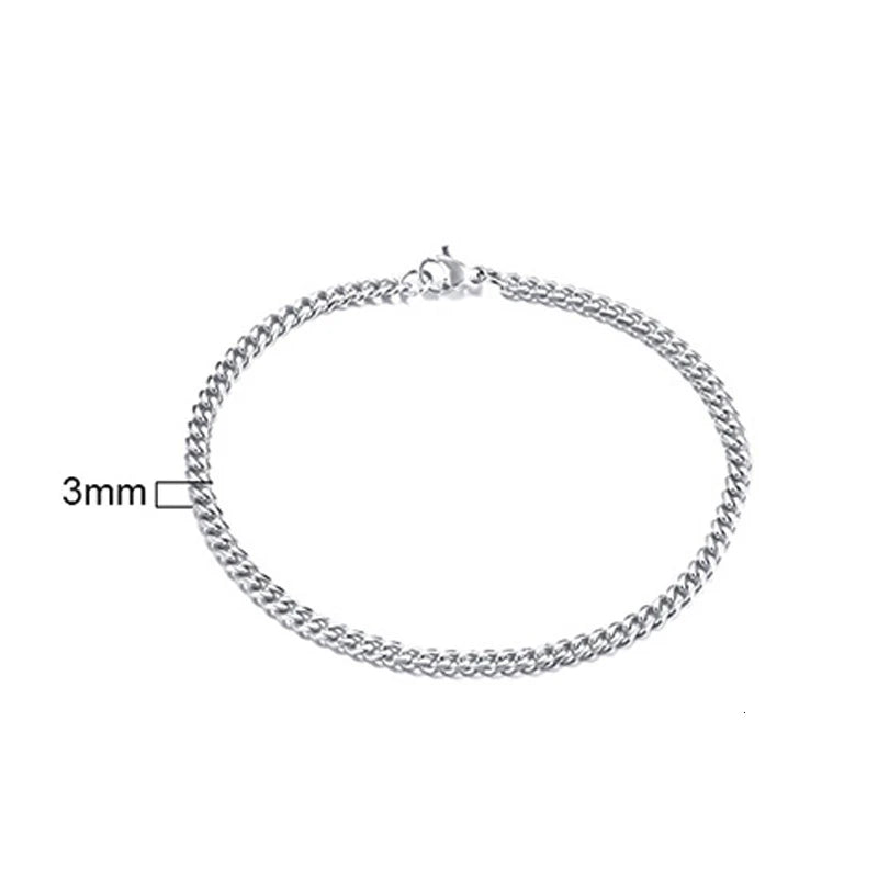 Pulsera de cadena cubana para hombres, mujeres y parejas, pulseras de acero inoxidable de 3 a 11 mm para novio, esposo o amante.