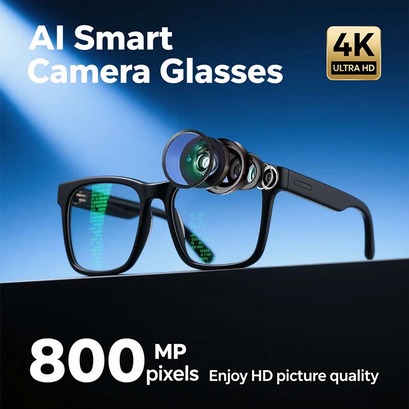 Gafas inteligentes 4K HD con IA, fotocromáticas, multifunción, Bluetooth, llamadas, asistente de voz, reproductor de música, traductor y cámara.