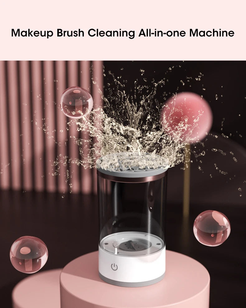 Limpiador eléctrico de brochas de maquillaje, herramienta recargable para limpiar brochas de maquillaje, soporte automático para limpiar brochas de maquillaje.