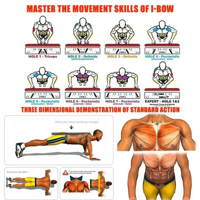 Juego de tabla de flexiones multifuncional portátil con asas, plegable, para entrenamiento de pecho, abdomen, brazos y espalda.