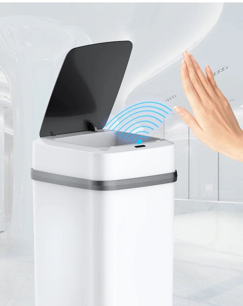 Cubo de basura automático inteligente de 13/15 litros para cocina y baño con tapa y sensor inteligente.