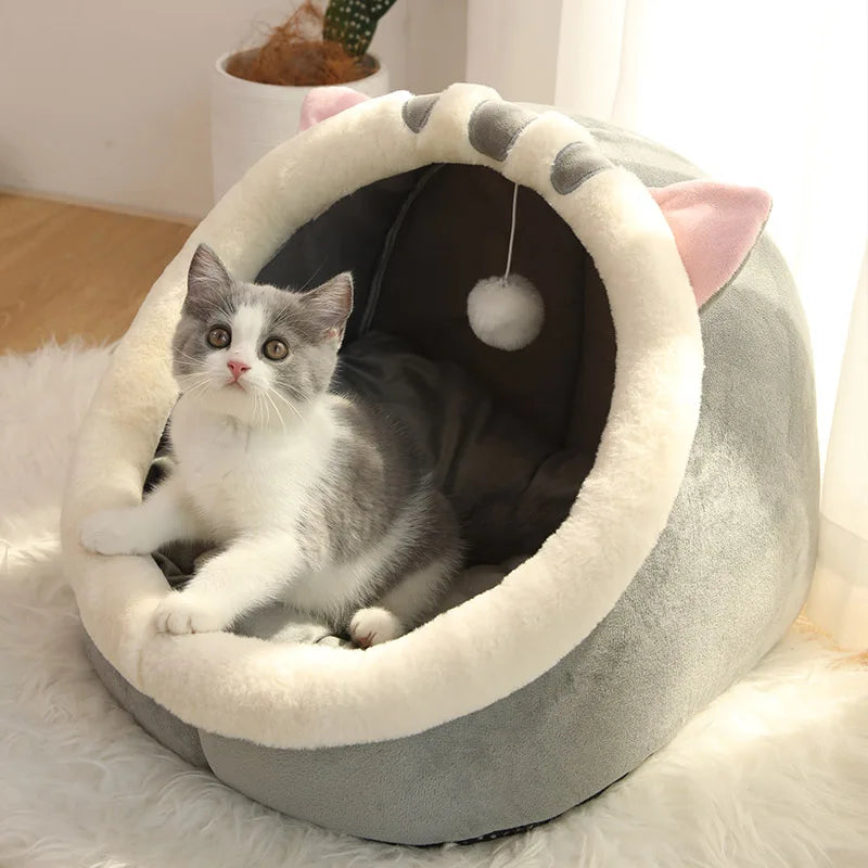 Cama para gatos Deep Sleep con diseño de dibujos animados, cama plegable, extraíble y lavable para mascotas, ideal para perros pequeños. Cama tipo cueva para gatos.