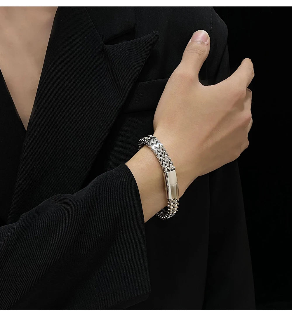 Pulsera cubana de moda para hombre, pulsera de acero inoxidable para mujer, pulsera unisex para pareja, cadena de muñeca, joyería