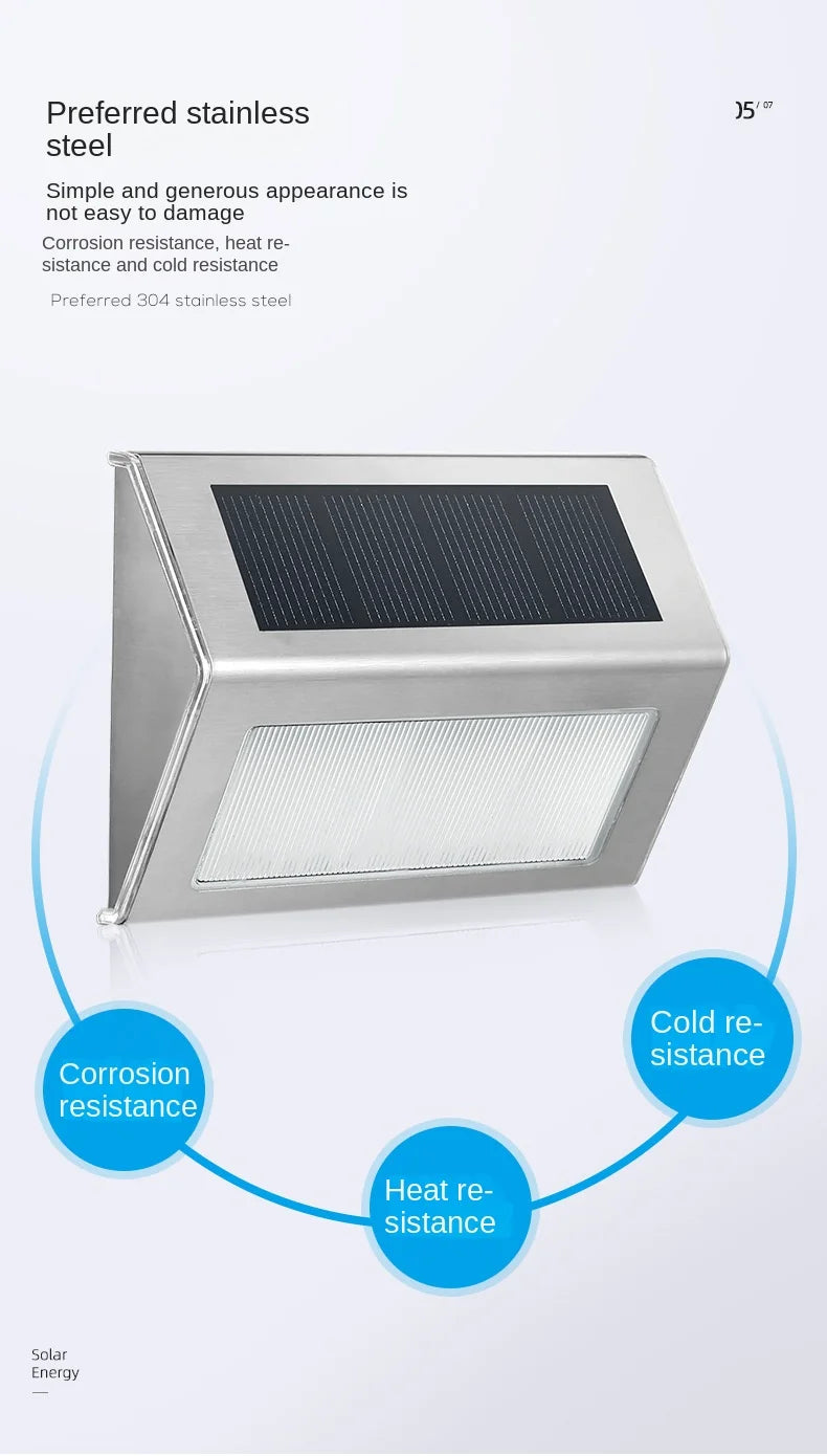 Lámpara solar de jardín para exteriores, decoración de jardín, luz para escaleras, luz para patio, luz de pared para paisaje