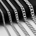 Collar de cadena cubana de acero inoxidable YQ de 3 mm a 13 mm para hombre y mujer, estilo punk básico, cadena tipo eslabón, joyería para el cuello.