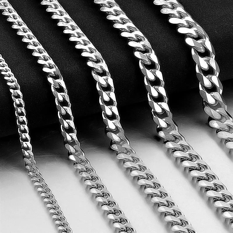 Collar de cadena cubana de acero inoxidable YQ de 3 mm a 13 mm para hombre y mujer, estilo punk básico, cadena tipo eslabón, joyería para el cuello.