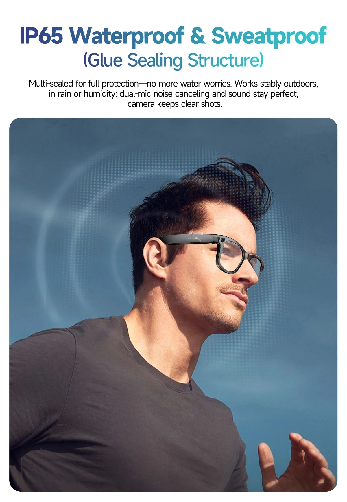 Gafas inteligentes para hombre 2026 con cámara de 8 MP, WiFi, Bluetooth, control táctil, resistencia al agua IP67, traducción con IA, cancelación de ruido y gafas con IA para mujer y hombre.