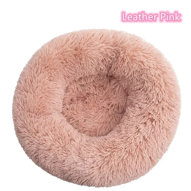 Cama para gatos de pelo largo ultrasuave, de felpa lavable, cama relajante tipo donut, cómoda y funcional.