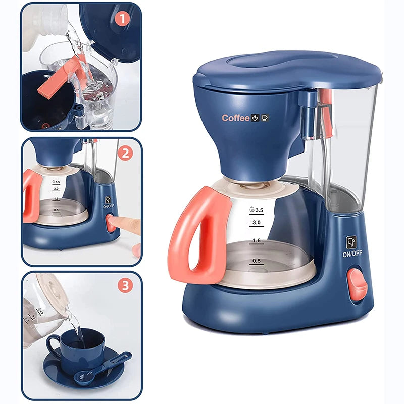 Mini electrodomésticos de juguete para la cocina, juego de imitación con cafetera, licuadora y tostadora para niños y niñas. Regalo ideal.