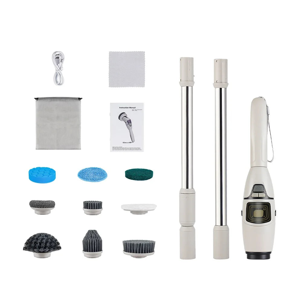 Cepillo de limpieza eléctrico 10 en 1, cepillo de limpieza eléctrico inalámbrico, cepillo de limpieza giratorio, cepillo de limpieza para ducha, cocina, baño y hogar.