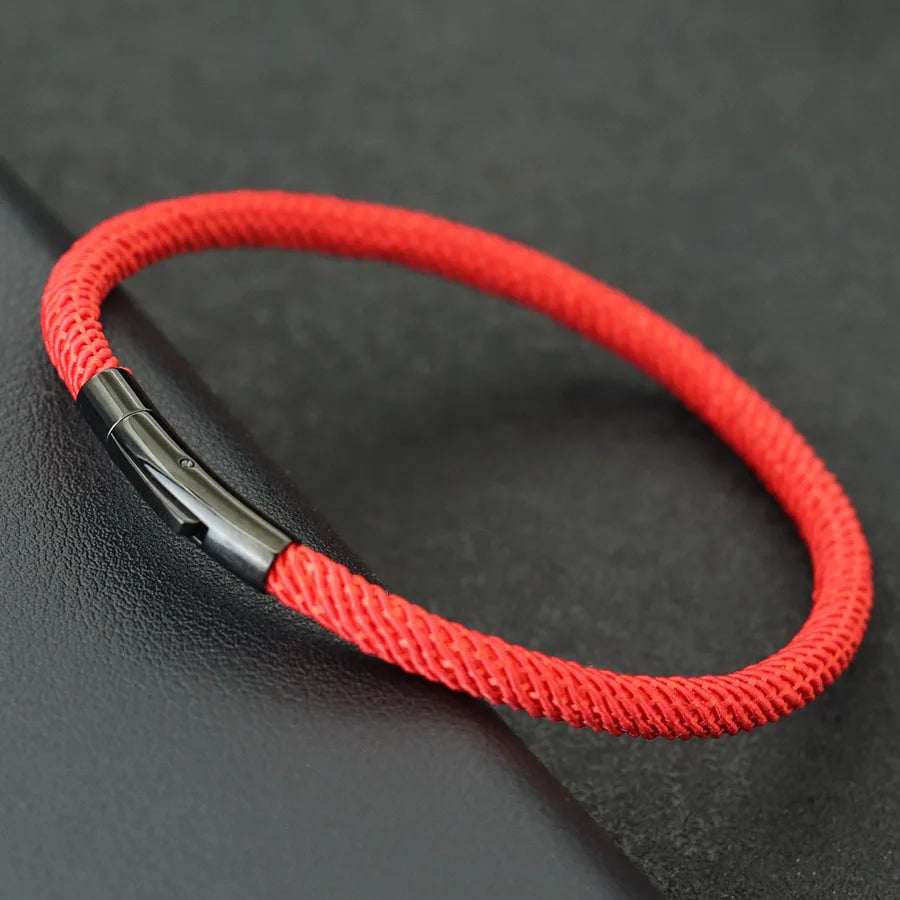Pulsera minimalista elegante de cuerda para hombre, grado A, rosca de 4 mm