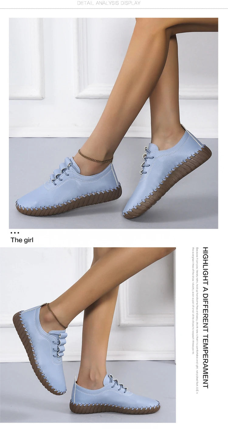 Zapatos planos para mujer 2025, nuevos, hechos a mano, zapatillas deportivas para mujer, zapatos casuales de moda para mamá, mocasines cómodos para mujer, tallas grandes 35-43.