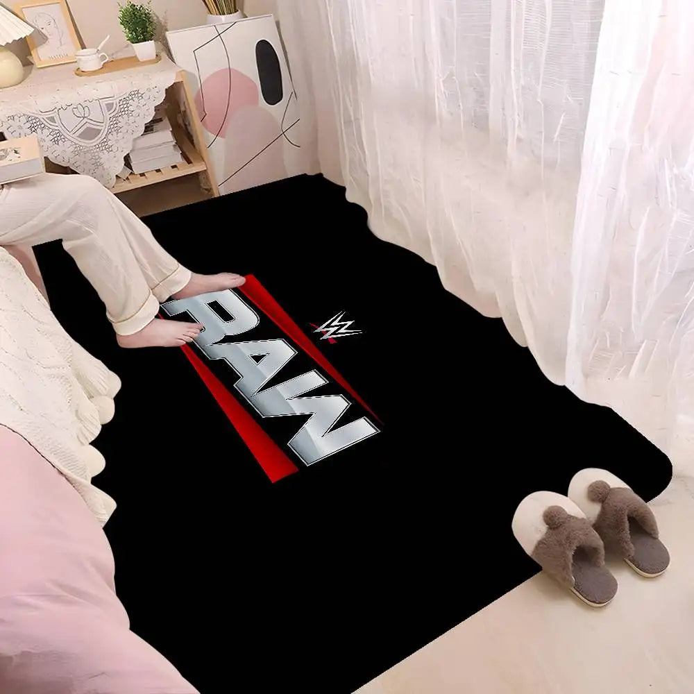Alfombra de dormitorio y baño retro con diseño de estrella de lucha libre de la WWE.