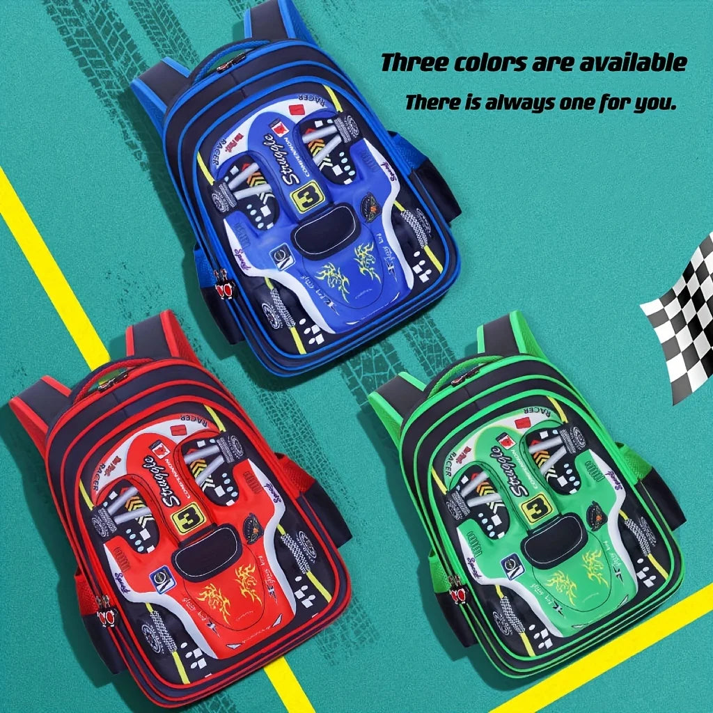 Mochila infantil personalizada con diseño de coche 3D para niño, divertida mochila escolar de dibujos animados para niños, mochila elegante para niños, duradera e impermeable.