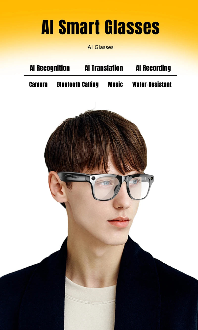 Gafas inteligentes 4K HD con IA, fotocromáticas, multifunción, Bluetooth, llamadas, asistente de voz, reproductor de música, traductor y cámara.
