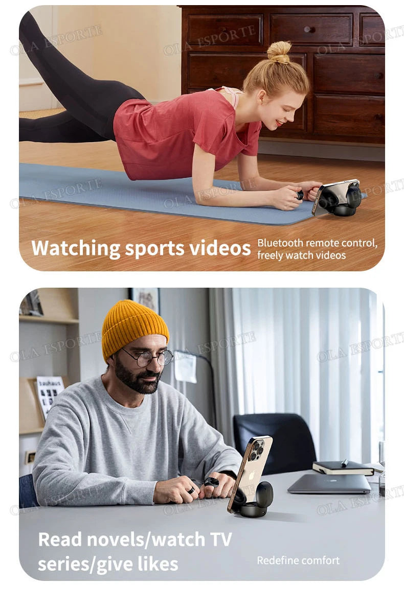Nuevo anillo inteligente multifuncional con control remoto, Bluetooth 5.3, desplazamiento de página, volteo de video, función "Me gusta" automático y captura de fotos para smartphones.