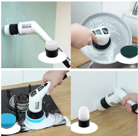 Cepillo de limpieza eléctrico 9 en 1 de 2000 mAh, herramienta de limpieza para cocina y baño.