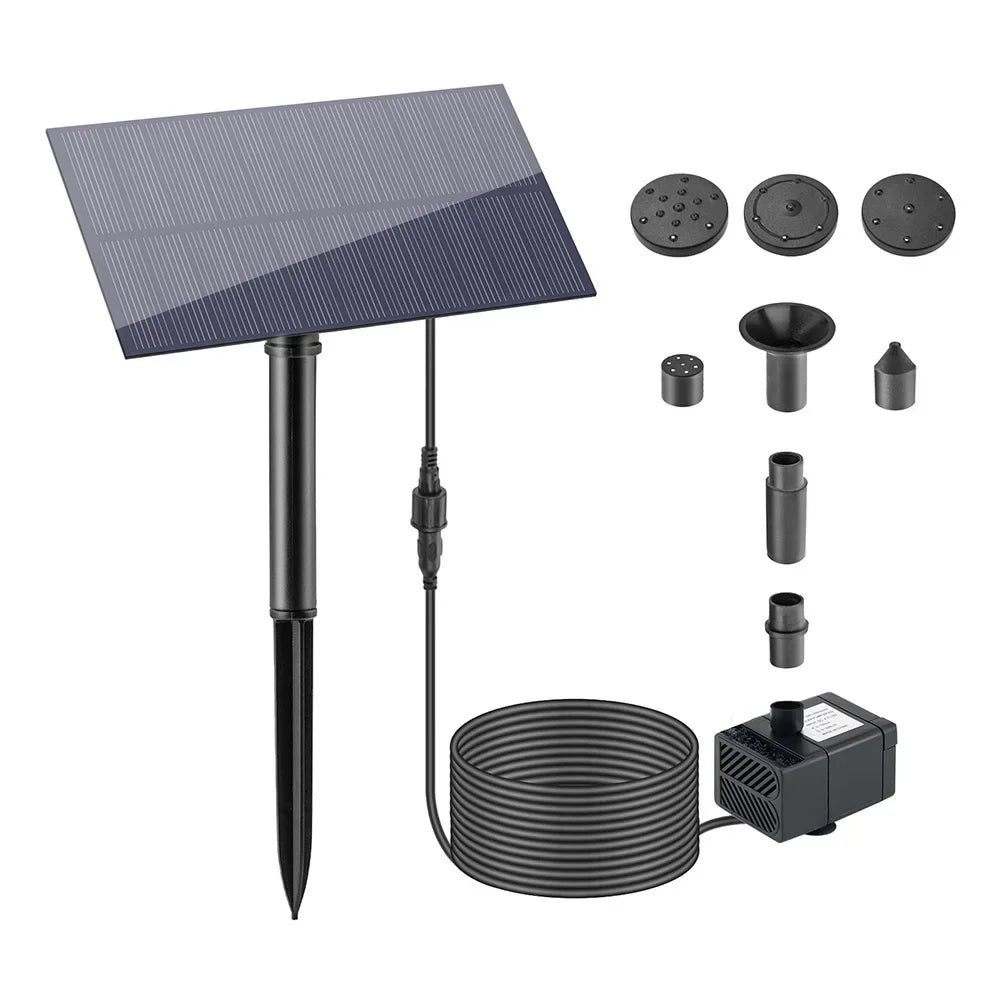 Fuente de agua de 5W 5V para decoración de jardín con estaca, panel solar, bomba de agua, sistema de riego, kits de ahorro de energía para acuarios.