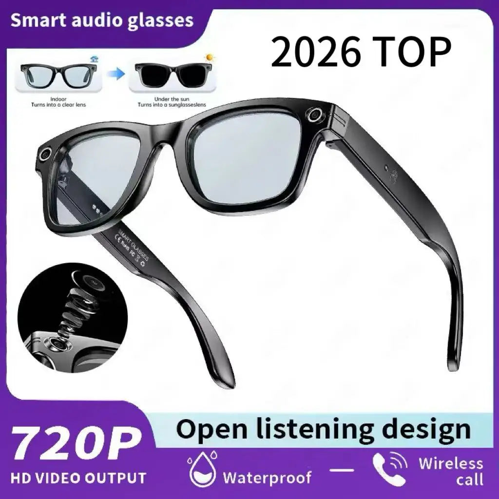Gafas inteligentes con IA 2026 con cámara de 8 MP, grabación de video, traducción a más de 100 idiomas, Bluetooth, llamadas y reproducción de música. Para hombres y mujeres.