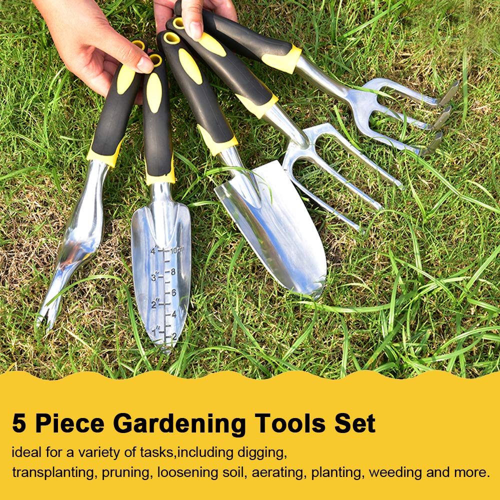 Paleta de mano, rastrillo, cultivador, herramientas para desherbar con mango ergonómico, herramienta para jardinería, césped, terrenos agrícolas, trasplantes y bonsáis.
