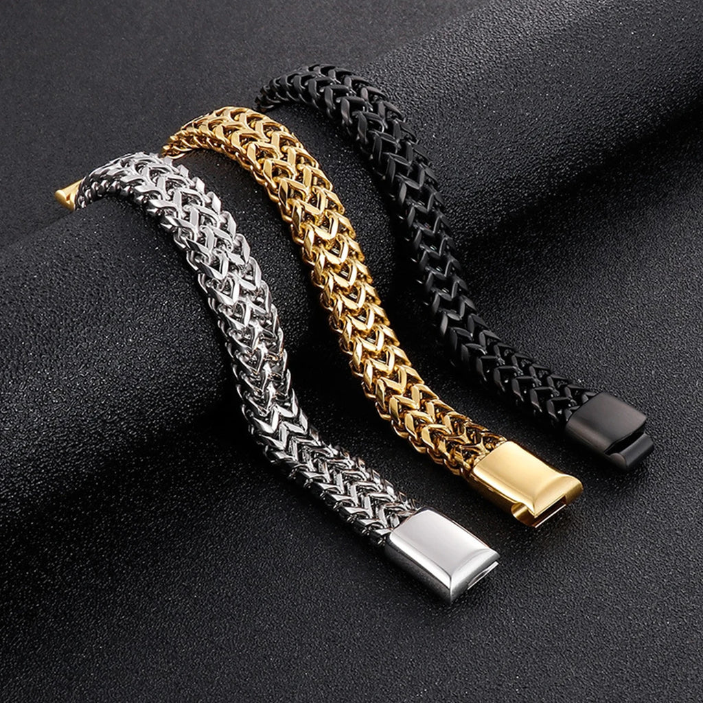 Pulsera cubana de moda para hombre, pulsera de acero inoxidable para mujer, pulsera unisex para pareja, cadena de muñeca, joyería