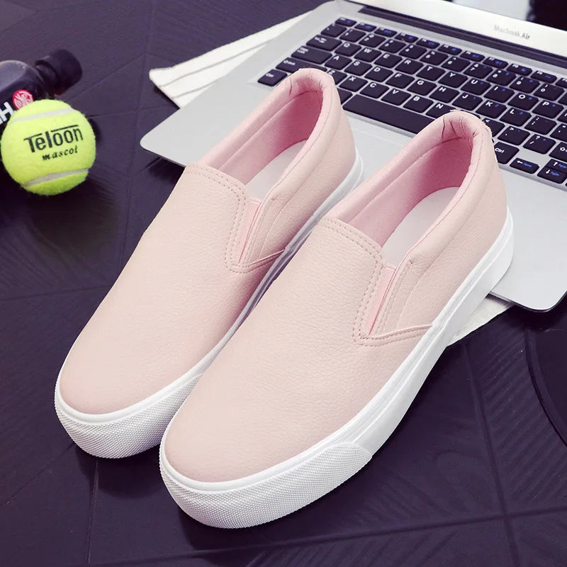 Mocasines de piel Comemore para mujer, tendencia primaveral, zapatos planos casuales, zapatos sin cordones de plataforma vulcanizados, zapatillas deportivas para mujer.