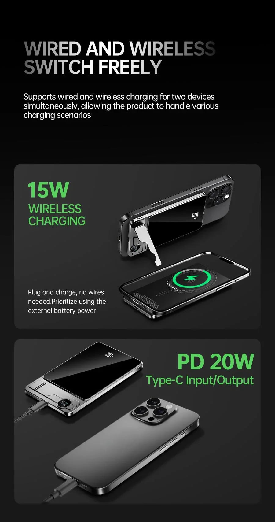 Batería externa de 5000 mAh y 10000 mAh con certificación CCC, estándar chino, con soporte, compatible con MagSafe, carga rápida inalámbrica magnética de 20 W.