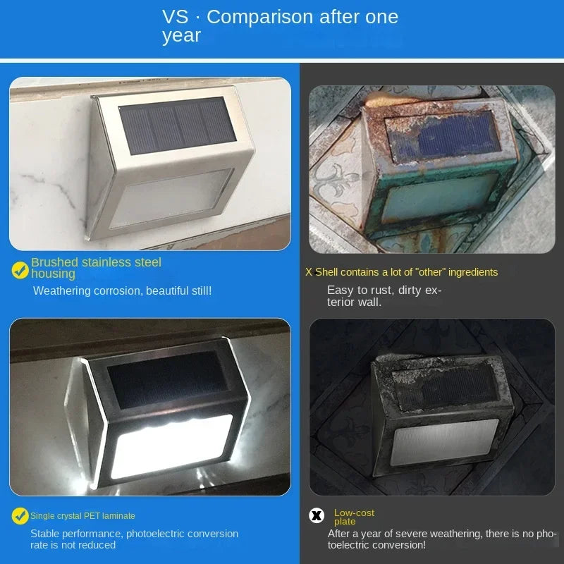 Lámpara solar de jardín para exteriores, decoración de jardín, luz para escaleras, luz para patio, luz de pared para paisaje