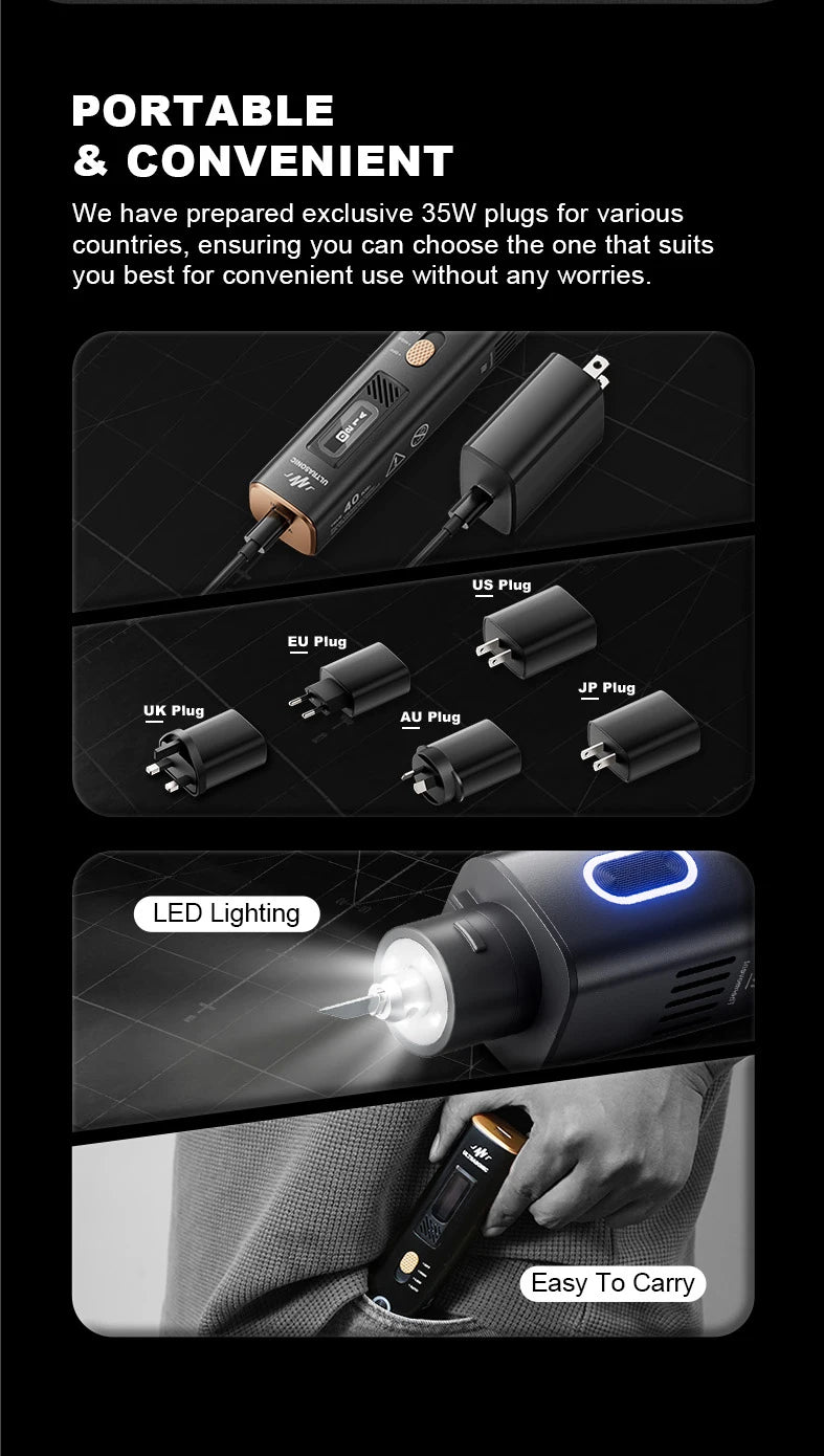 Cuchillo de corte ultrasónico JAKEMY de 35 W y 40 kHz, cortador y pulidor ultrasónico portátil 2 en 1 para cortar, lijar y pulir.