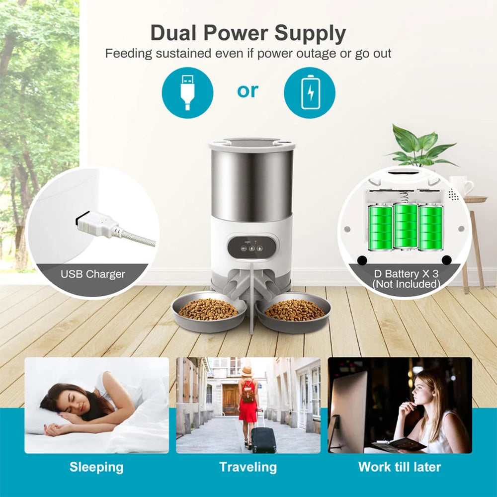 Comedero automático para mascotas de 4,5 L con conexión WIFI y aplicación, dispensador de comida seca, grabadora de voz y temporizador, ideal para gatos y perros grandes.