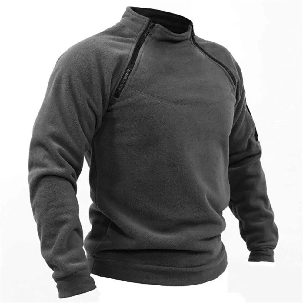 Sudadera táctica con capucha para hombre, estilo militar, para actividades al aire libre, manga larga, con cremallera, forro polar, resistente al viento, térmica, para senderismo, camping y uso militar.