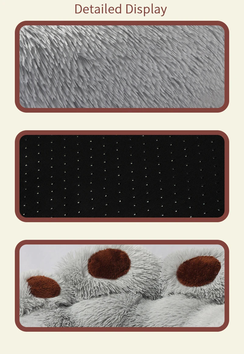 Cama de invierno grande para perros con forma de pata, cama relajante para mascotas, cama de felpa cálida tipo donut para perros y gatos con base antideslizante, tamaño grande para perros grandes.