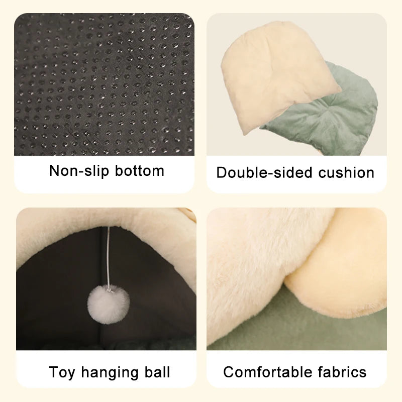 Cama para gatos Deep Sleep con diseño de dibujos animados, cama plegable, extraíble y lavable para mascotas, ideal para perros pequeños. Cama tipo cueva para gatos.