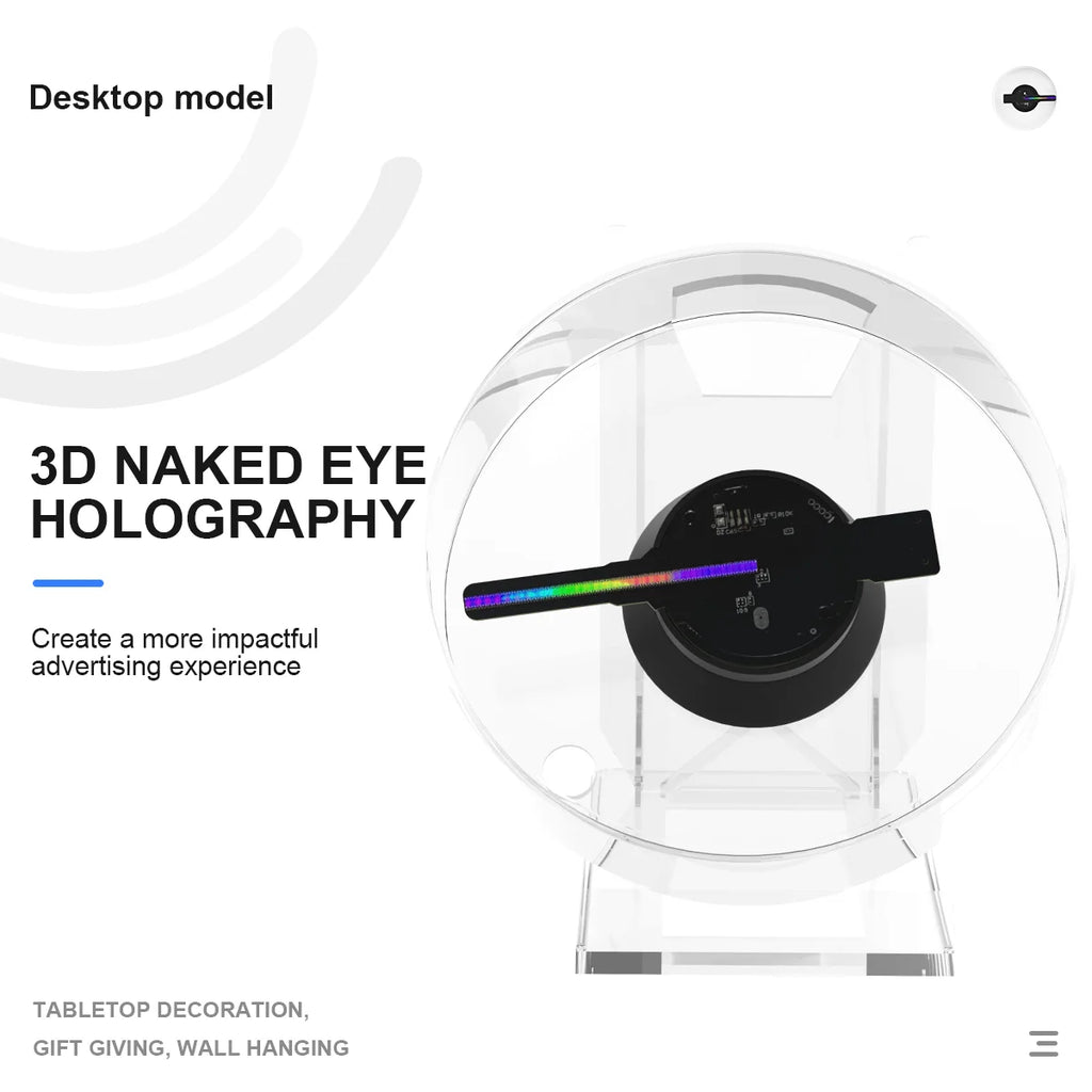 Ventilador de holograma 3D MINI de 12 cm, proyector holográfico 3D, proyector holográfico HD para tiendas, bares, fiestas, publicidad navideña, luces de exhibición