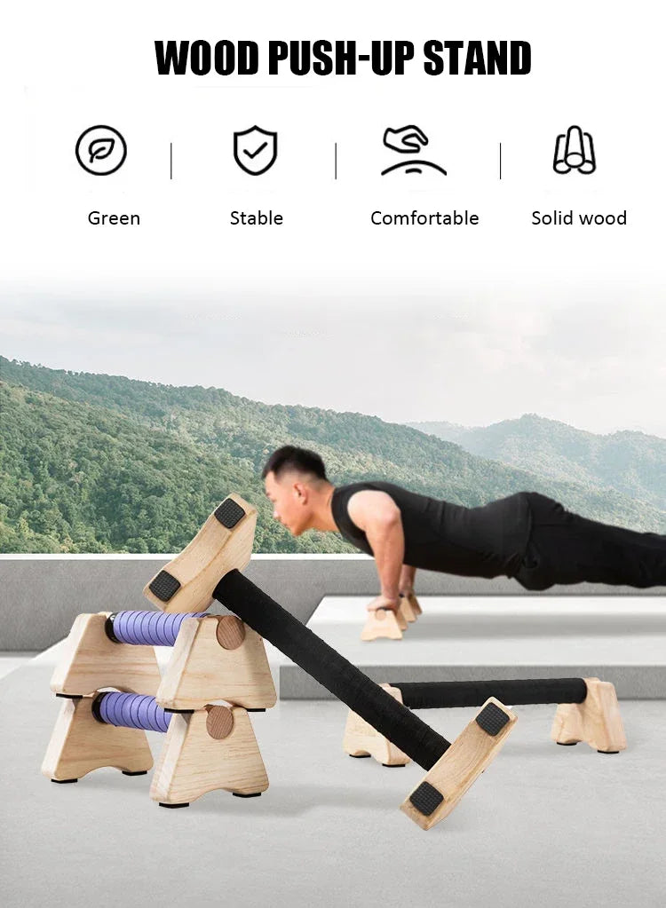 1 par de soportes de madera para barras de flexiones, barra de flexiones para gimnasio, tabla de ejercicios de fitness, entrenamiento de culturismo, barra paralela para parada de manos