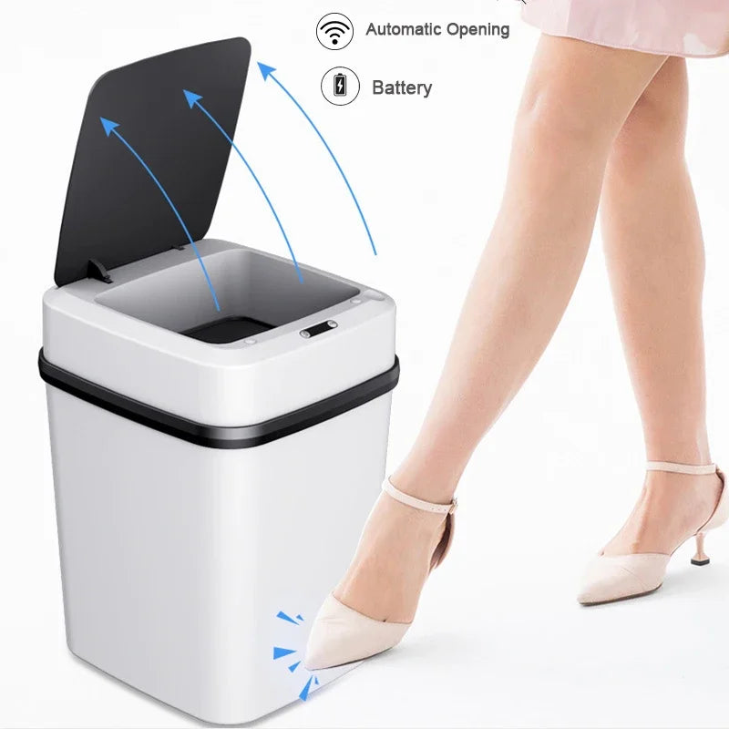 Cubo de basura automático inteligente de 13/15 litros para cocina y baño con tapa y sensor inteligente.