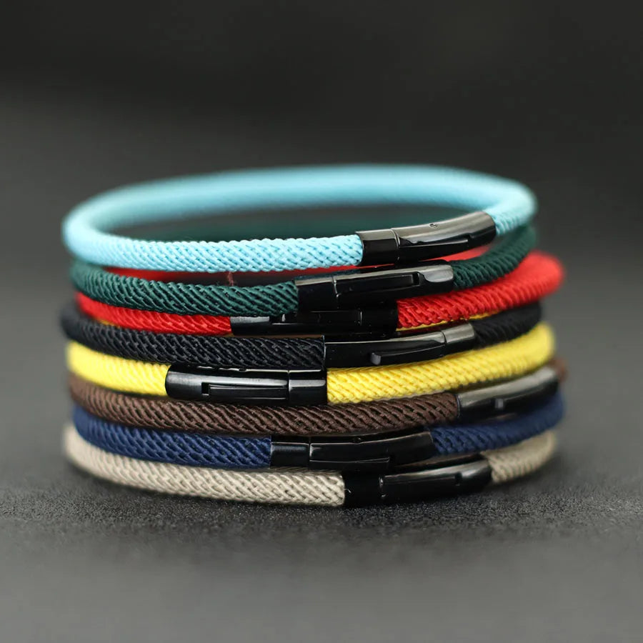 Pulsera minimalista elegante de cuerda para hombre, grado A, rosca de 4 mm