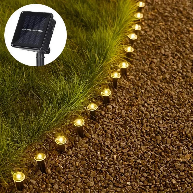 Luces solares de jardín, guirnaldas de luces impermeables para césped, caminos, camping, fiestas de cumpleaños, días festivos y decoración.