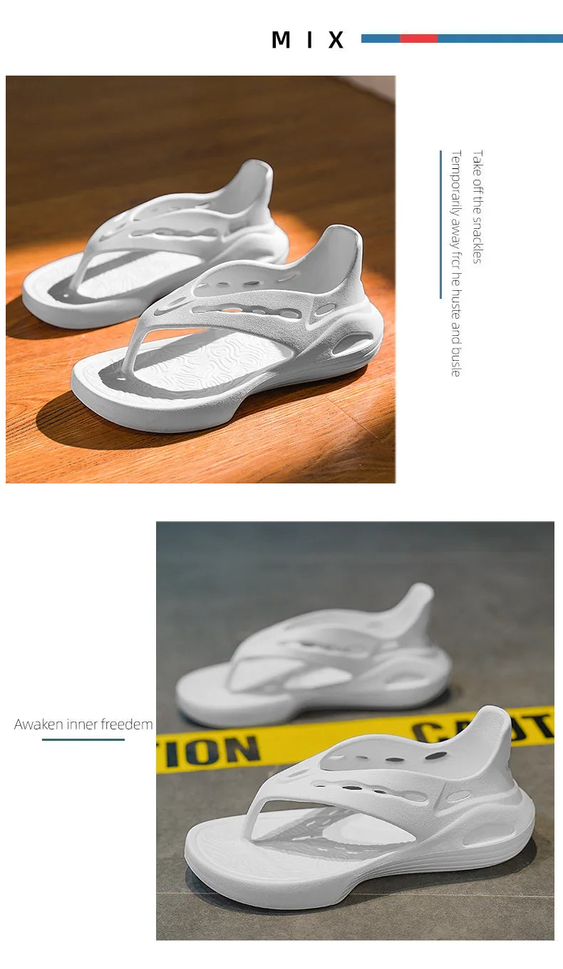 Sandalias deportivas para mujer, chanclas planas de verano, cómodas, informales, sin cordones, con plataforma ligera y diseño hueco.