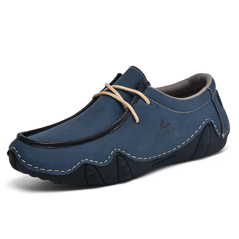 Zapatillas de moda para mujer, hechas a mano, de cuero, estilo casual, con plataforma, mocasines, transpirables, para conducir, tallas grandes.