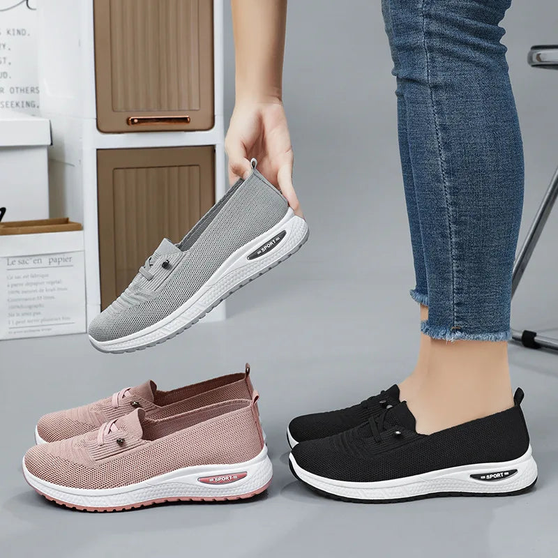 Zapatillas deportivas casuales para mujer 2025, transpirables, de malla, con suela gruesa. Precio asequible. Envío gratuito