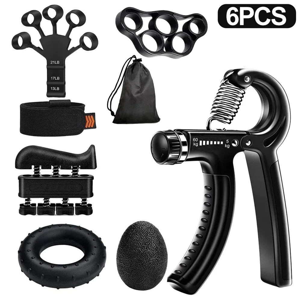 Entrenador de fortalecimiento de fuerza de agarre manual ajustable de 5 a 60 kg, juego completo con contador, ejercitador de muñeca, antebrazo y mano para fortalecer los músculos.