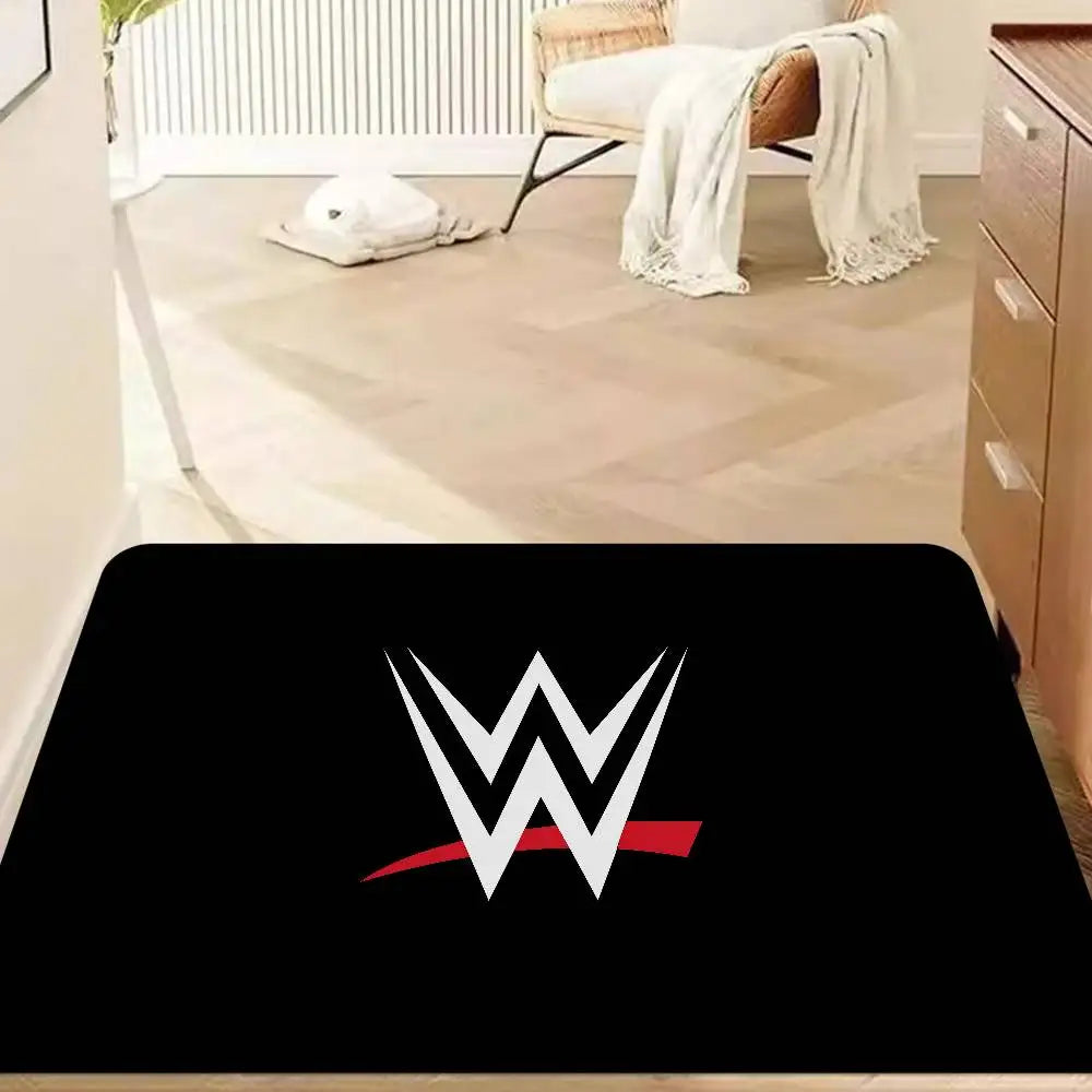 Alfombra de dormitorio y baño retro con diseño de estrella de lucha libre de la WWE.