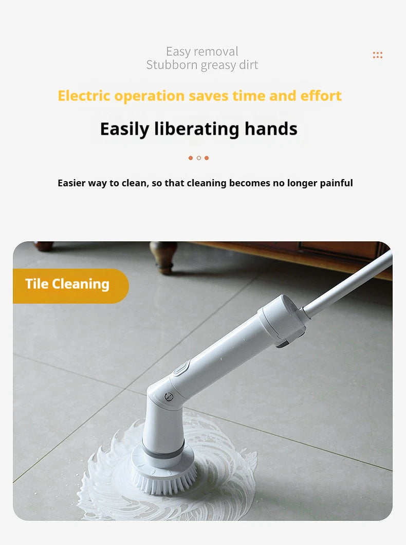 Cepillo de limpieza eléctrico giratorio 6 en 1 para cocina, baño y hogar. Herramienta multifuncional para la limpieza del hogar.