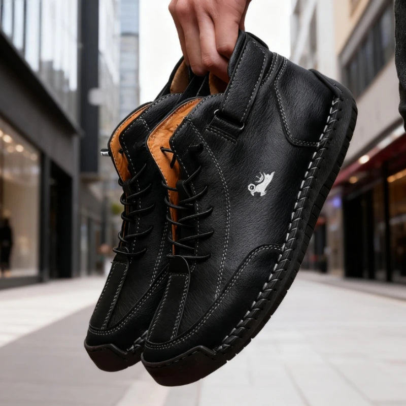 Botas de cuero hechas a mano Barefoot para hombre, ideales para primavera y otoño. Mocasines cómodos y suaves, estilo retro, antideslizantes y con caída cero.
