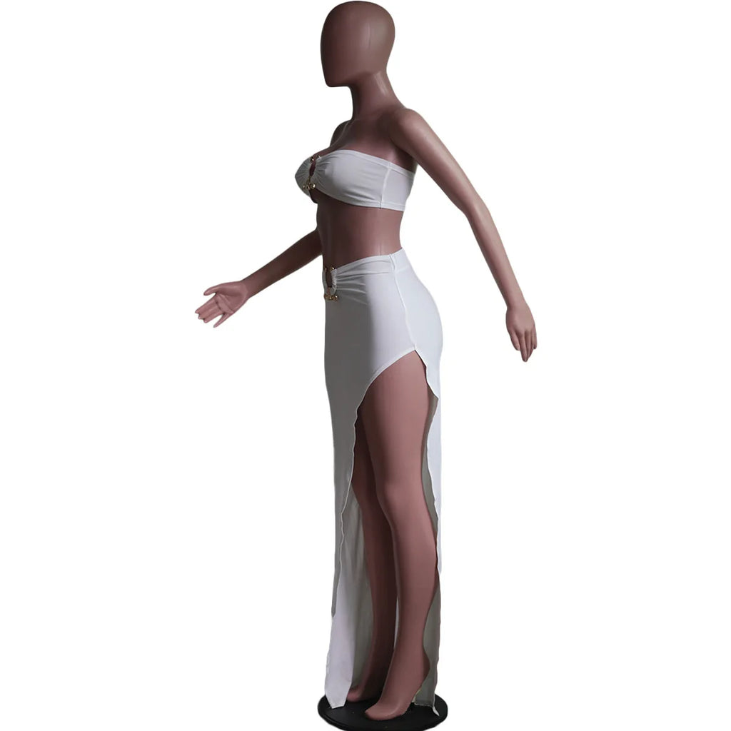 Traje de falda asimétrico y sexy para mujer, estilo casual europeo y americano, ideal para la playa.