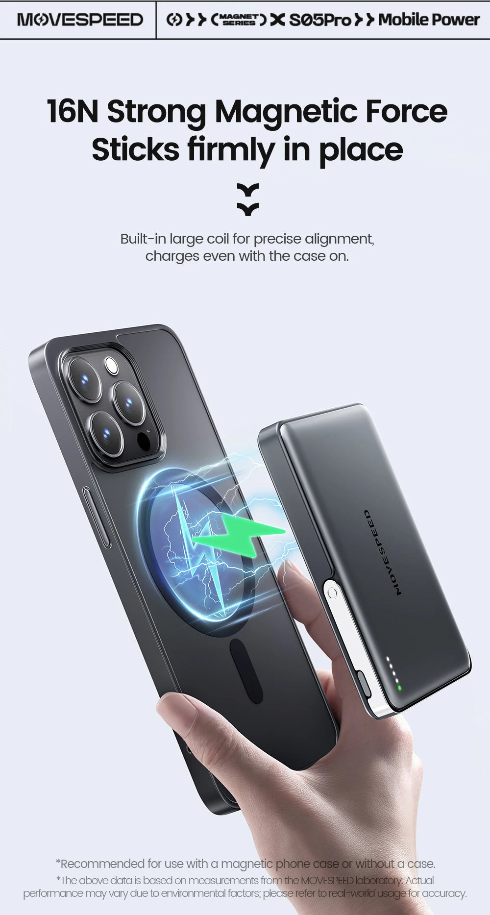 MOVESPEED S10Pro Power Bank magnético de 10000 mAh, batería externa portátil inalámbrica con soporte para MagSafe PowerBank para iPhone 16
