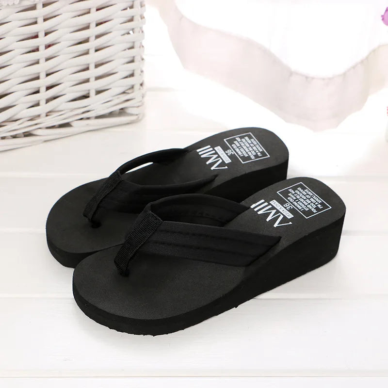 Sandalias de verano para mujer, lentejuelas, chanclas de playa para mujer, pantuflas de tacón alto para mujer, zapatos de cuña con plataforma 2024.