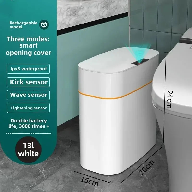 Cubo de basura inteligente para salón, baño y dormitorio, cubo de basura doméstico versátil con tapa de apertura mediante sensor eléctrico.