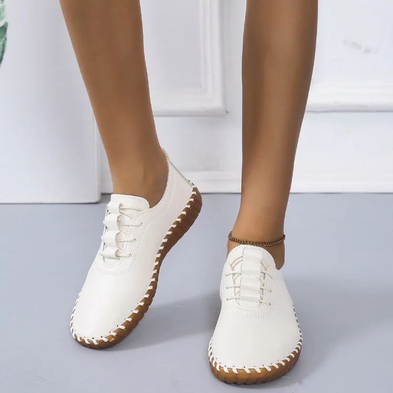 Zapatos planos para mujer 2025, nuevos, hechos a mano, zapatillas deportivas para mujer, zapatos casuales de moda para mamá, mocasines cómodos para mujer, tallas grandes 35-43.